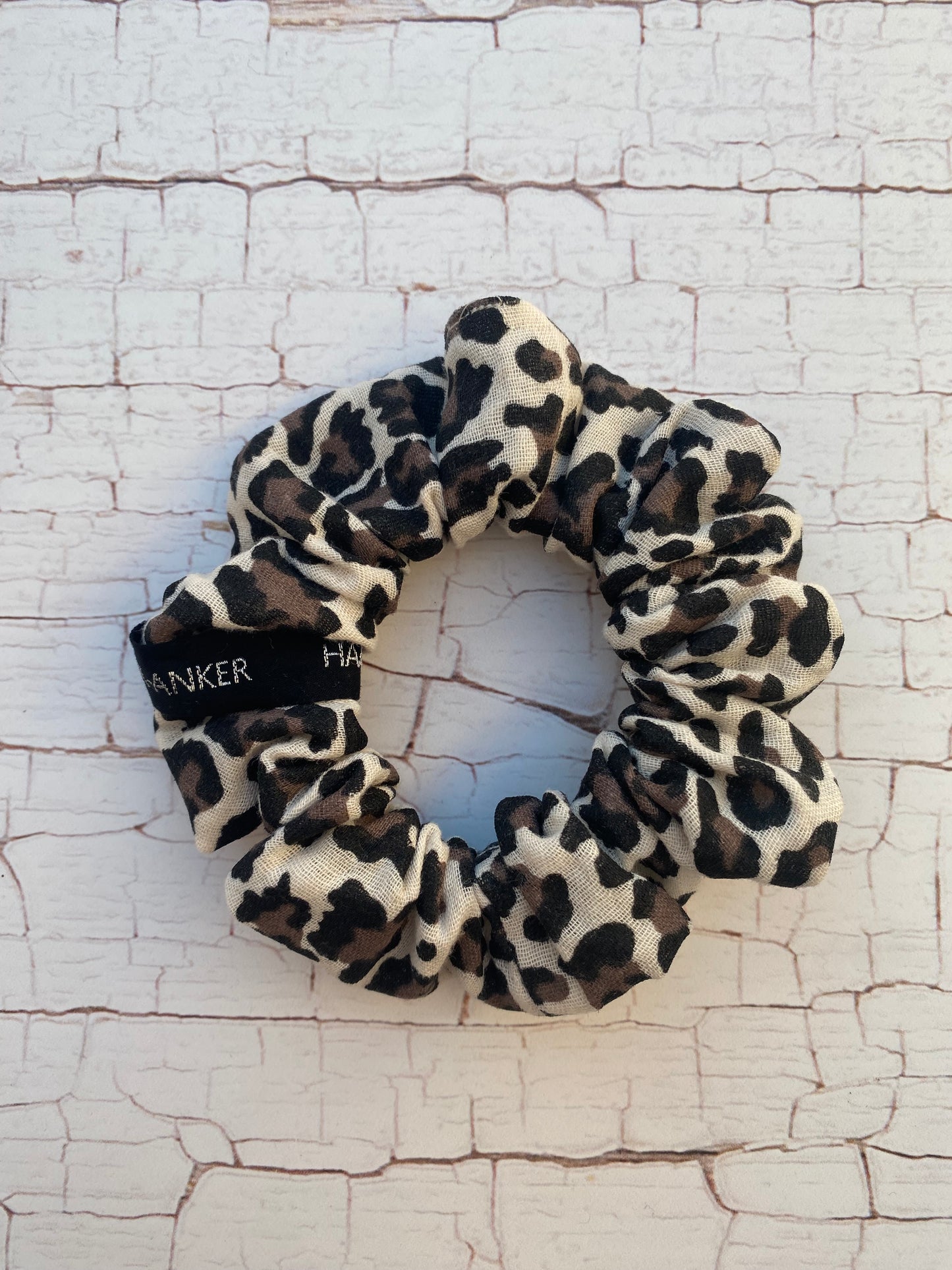 Scrunchie Musselin Leoprint Creme