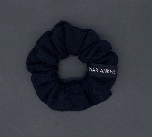Scrunchie Musselin Dots schwarz