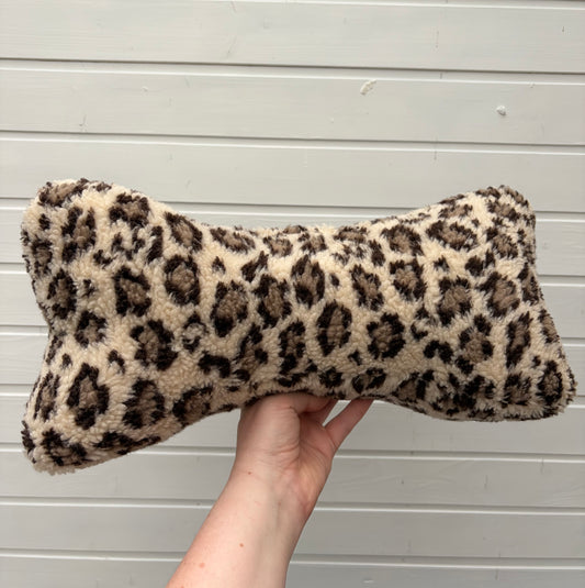 Leseknochen Leoprint helles Beige