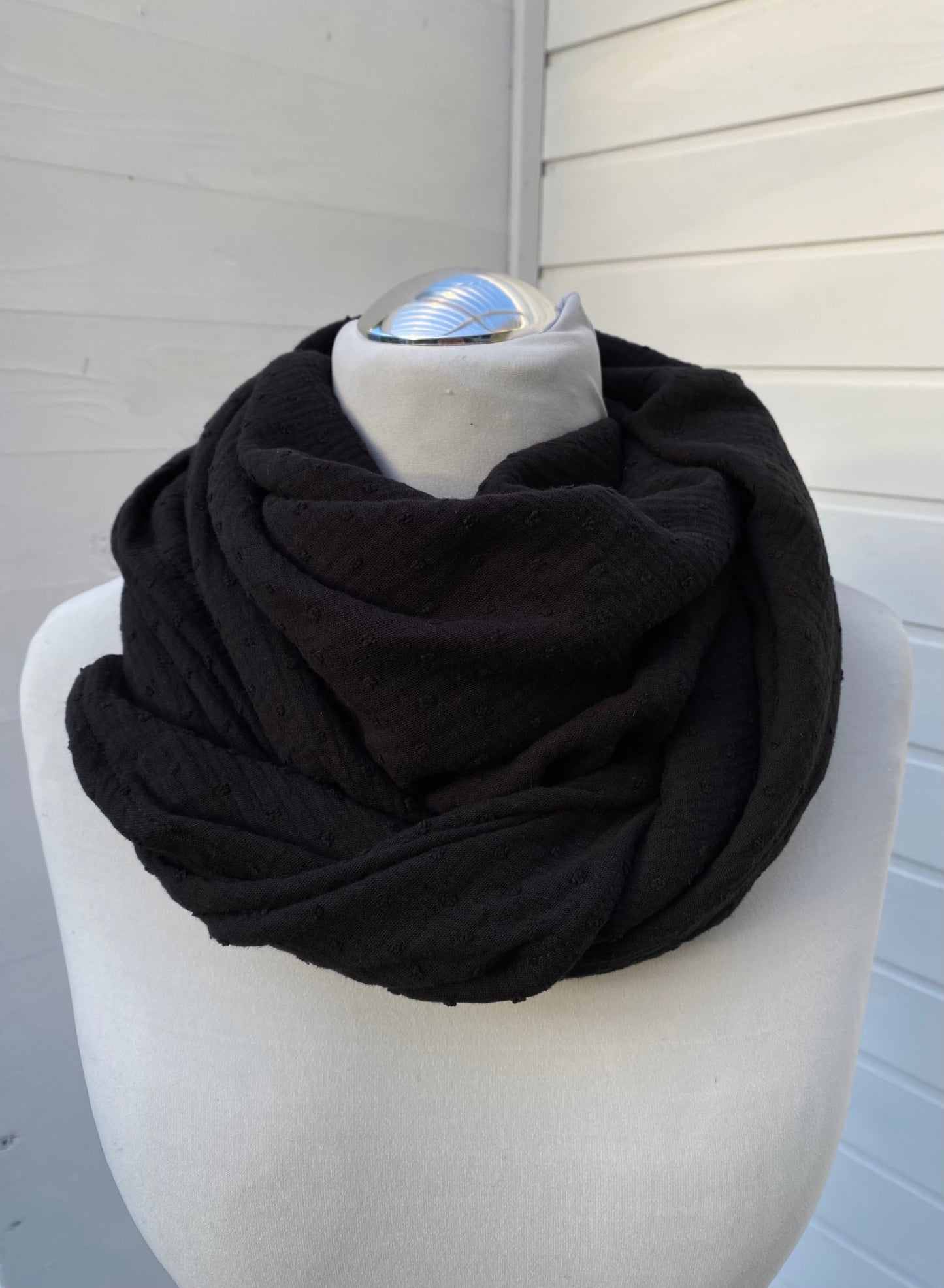 Musselintuch schwarz mit Dots