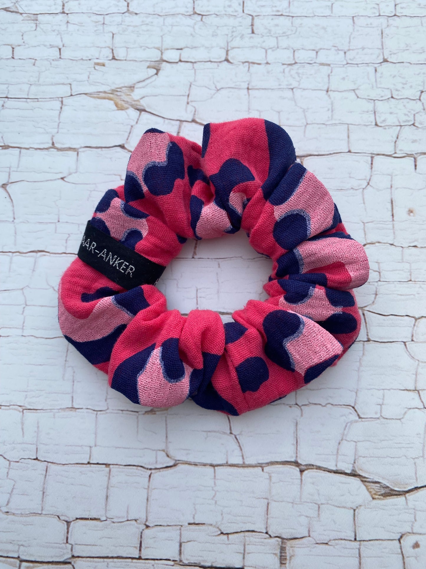 Scrunchie Musselin Leomuster Fuchsia