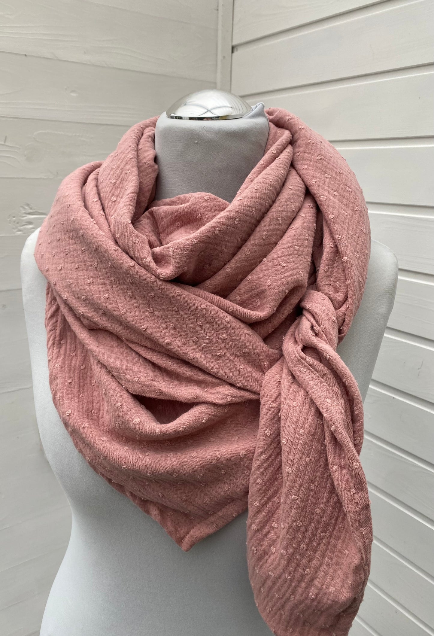 Musselintuch altrosa mit Dots