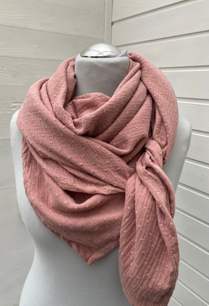 Musselintuch altrosa mit Dots