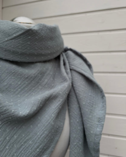 Musselintuch rauchblau mit Dots