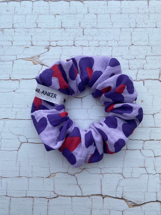 Scrunchie Musselin Leomuster Lavendel