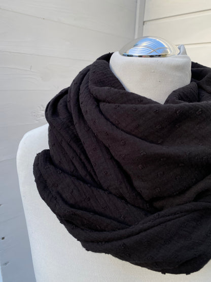 Musselintuch schwarz mit Dots