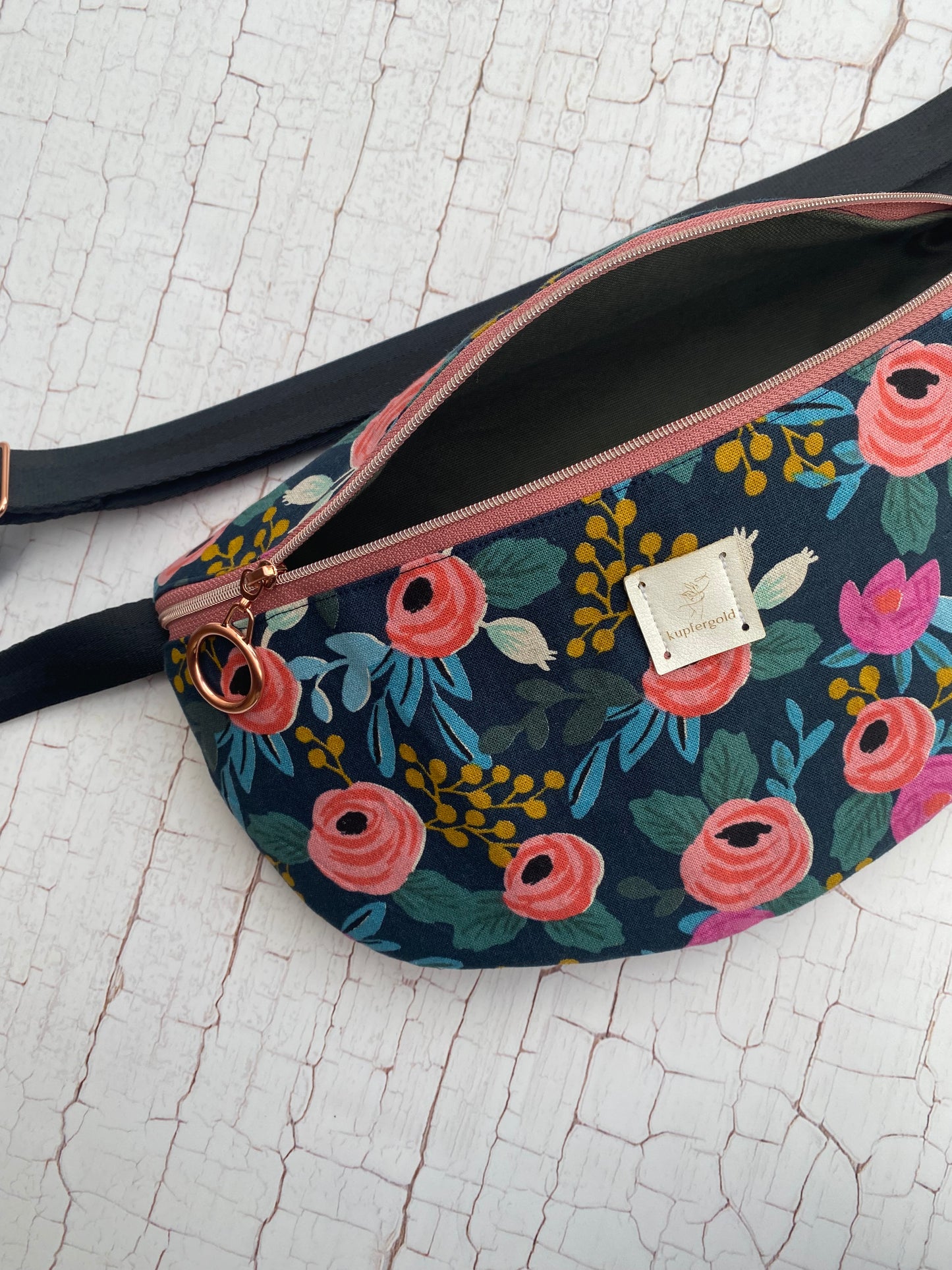 Bauchtasche mit Blumenprint - Kreiszipper